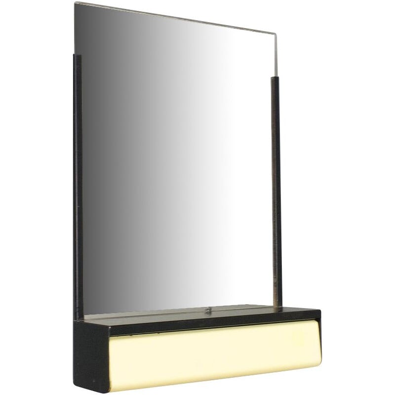 Miroir Brabantia vintage en noir et jaune 1960