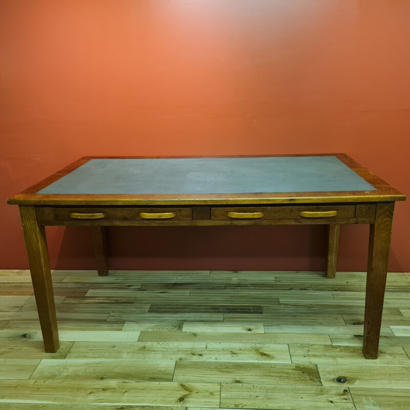 Large vintage oak desk 1960