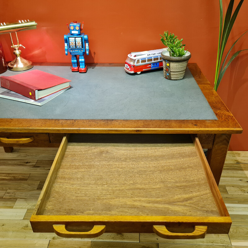 Large vintage oak desk 1960