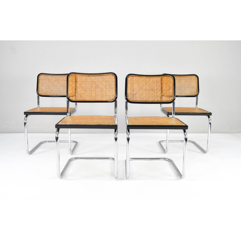 Set of 4 vintage chairs Cesca B32 by Marcel Breuer, Italy 1970