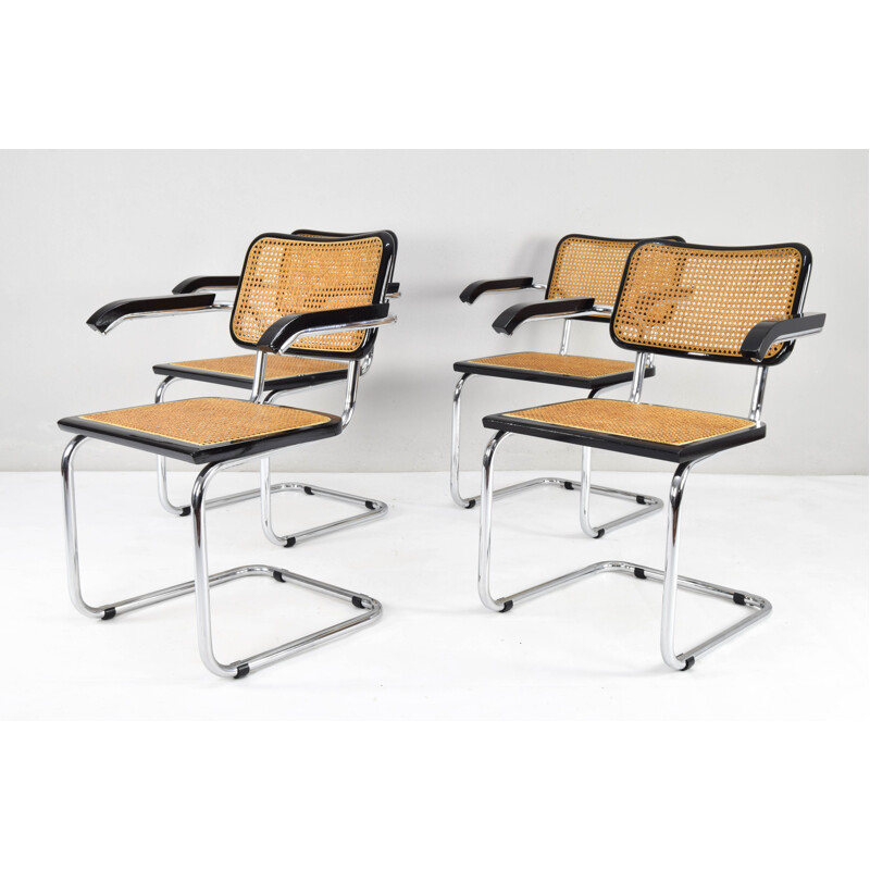 Set of 4 vintage chairs Cesca B64 by Marcel Breuer, Italy 1970