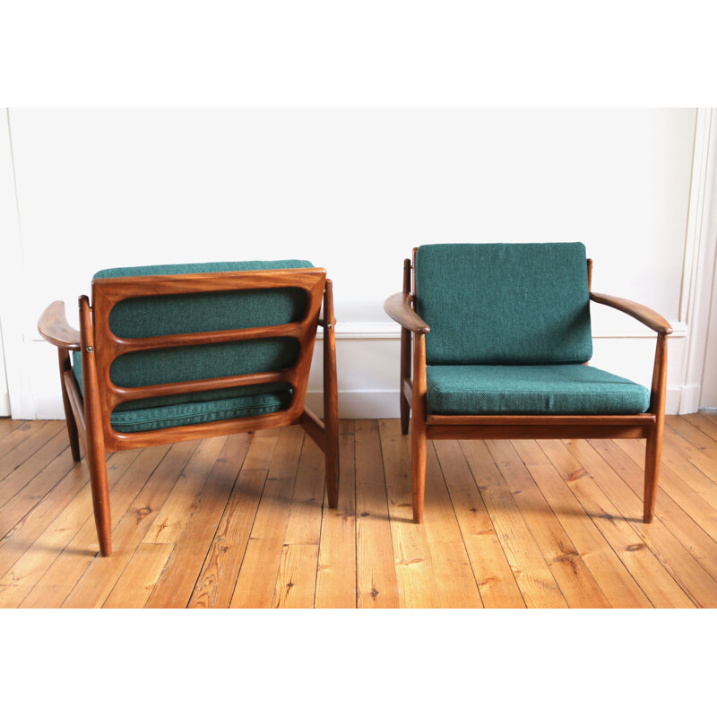 Paire de fauteuils vintage en teck Grete Jjalk, Scandinavie 1960