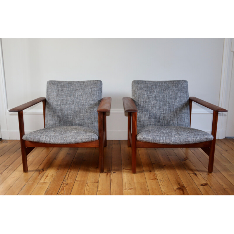 Pair of vintage teak armchairs, Steiner, Scandinavia 1960