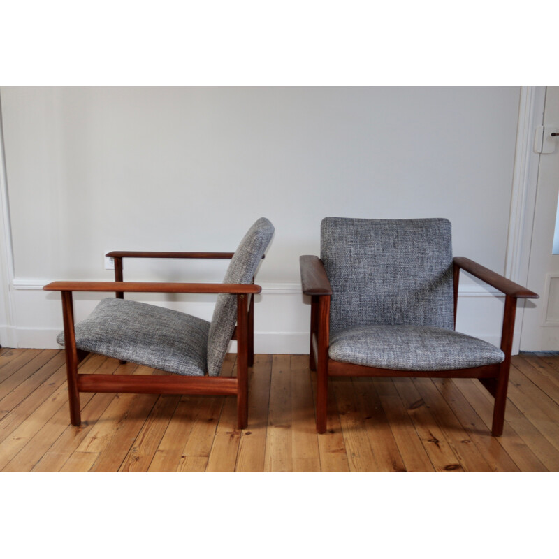 Pair of vintage teak armchairs, Steiner, Scandinavia 1960