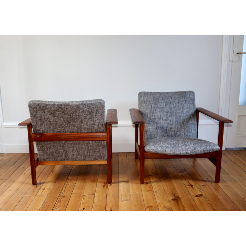 Pair of vintage teak armchairs, Steiner, Scandinavia 1960