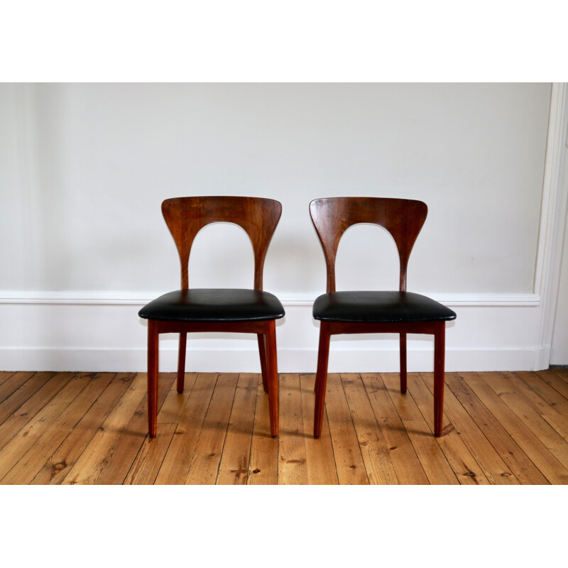 Pair of vintage teak chairs, Niels Koefoed, Scandinavia