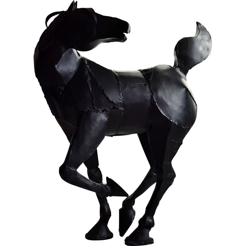 Sculpture de cheval vintage en fer soudé en noir par Lida Boonstra, 1998