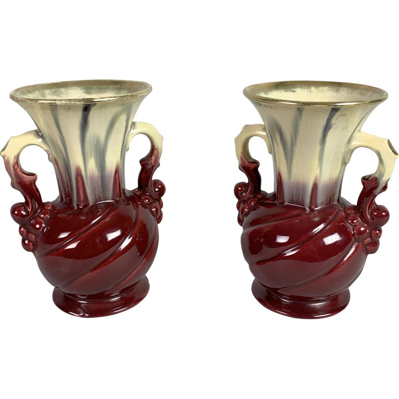 Pair of vintage Fat Lava vases, German 1970