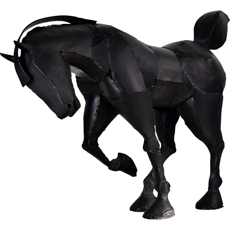 Vintage large welded iron horse sculpture by Lida Boonstra, 1998