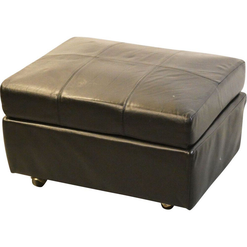 Ottoman vintage en cuir Roche Bobois 1970