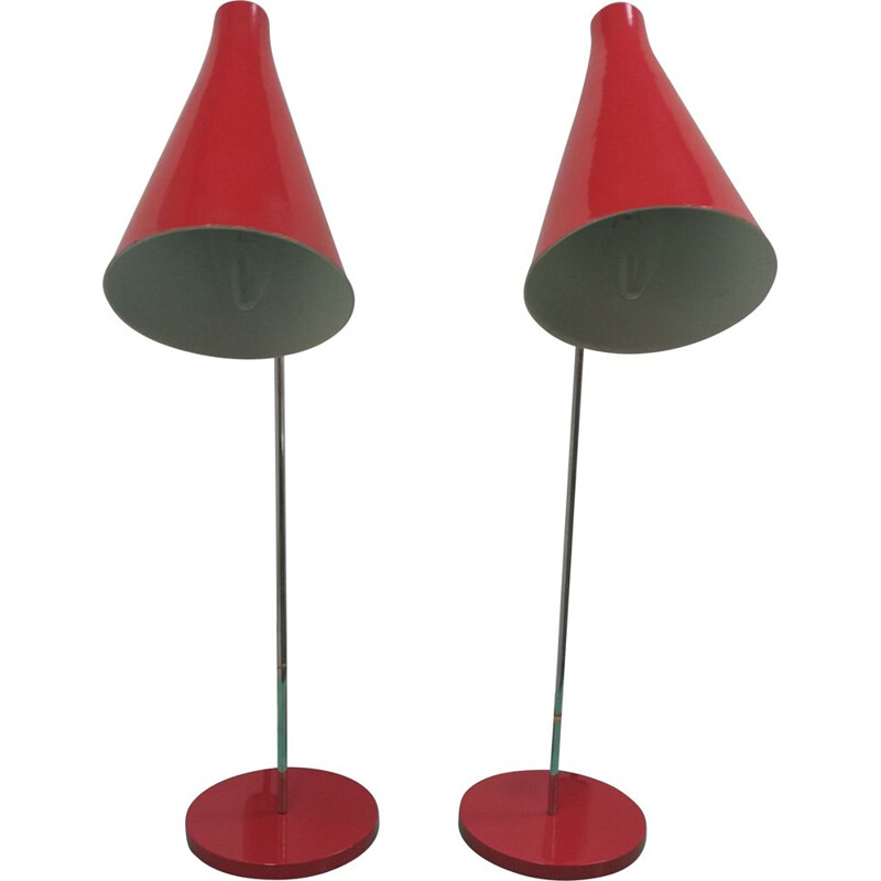 Pair of vintage metal lamps, Czechoslovakia 1960