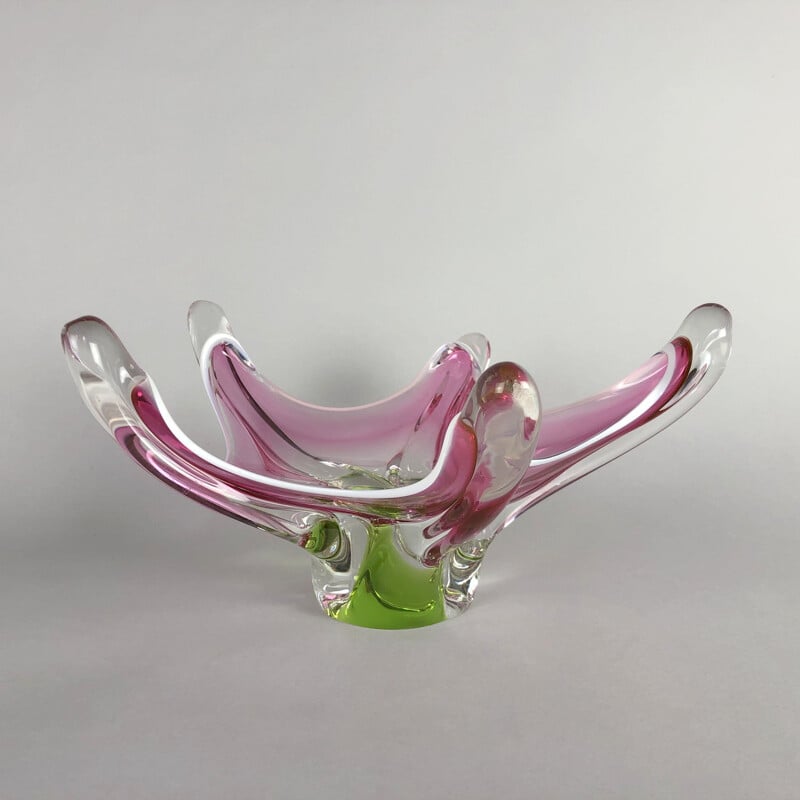 Vintage glass bowl by Josef Hospodka by Chribska Glass Works, 1960