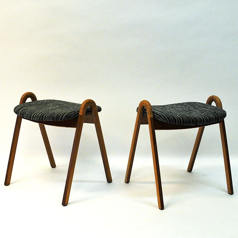 Pair of vintage stools for Møre Lenestolfabrikk, Norway 1950