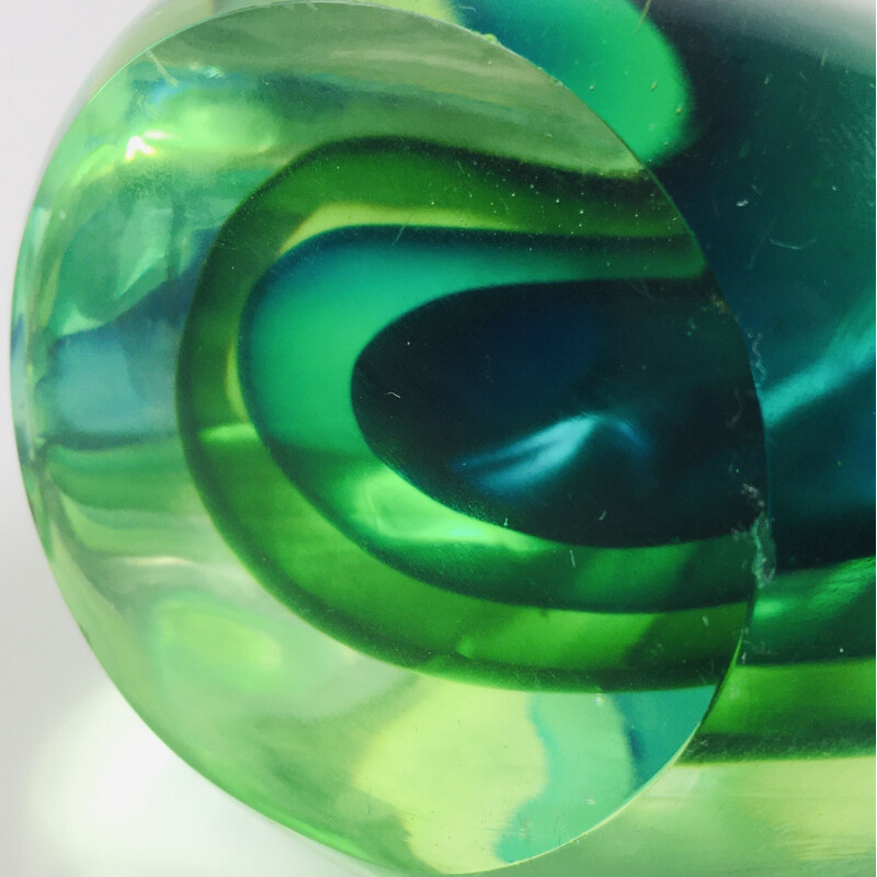 Mid-Century Murano Glass Sommerso Sculpture by Flavio Poli 1960s