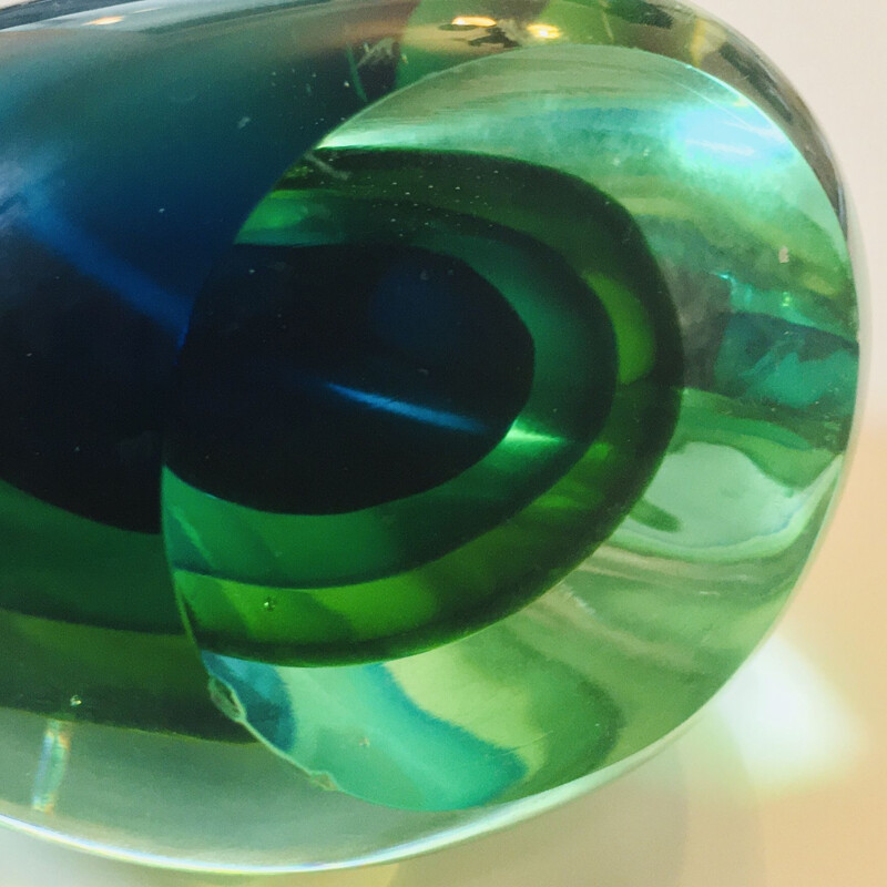 Mid-Century Murano Glass Sommerso Sculpture by Flavio Poli 1960s