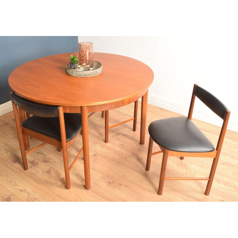 Table ronde vintage et 4 chaises en teck McIntosh, 1960