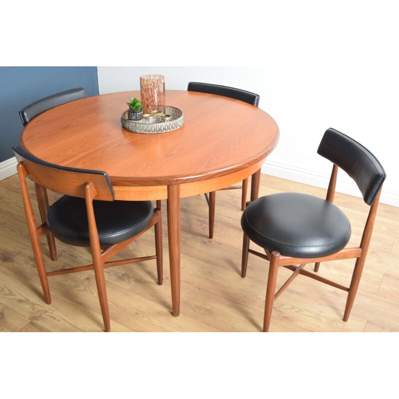 Vintage round table and 4 chairs in teak G Plan 1960