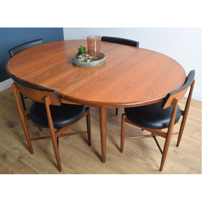 Vintage round table and 4 chairs in teak G Plan 1960