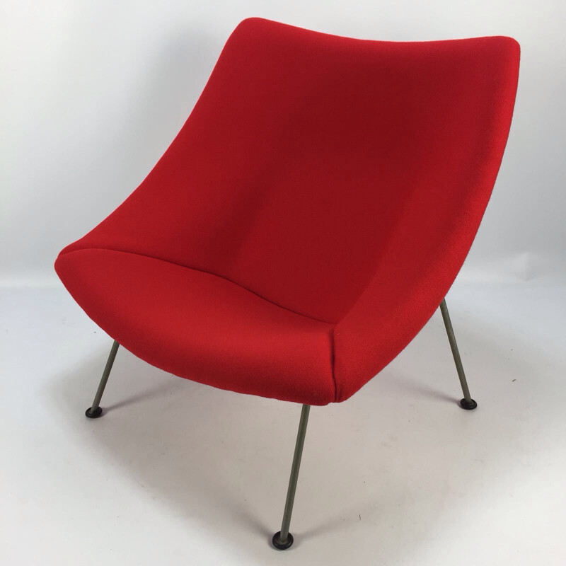 Vintage Oyster fauteuil met voetenbankje van Pierre Paulin voor Artifort, 1965