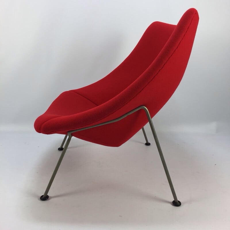 Vintage Oyster fauteuil met voetenbankje van Pierre Paulin voor Artifort, 1965