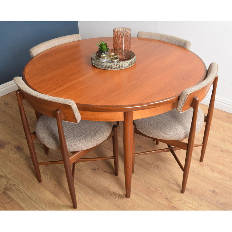 Vintage round table and 4 chairs in teak G Plan 1960