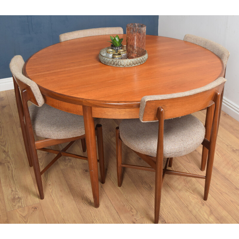 Vintage round table and 4 chairs in teak G Plan 1960