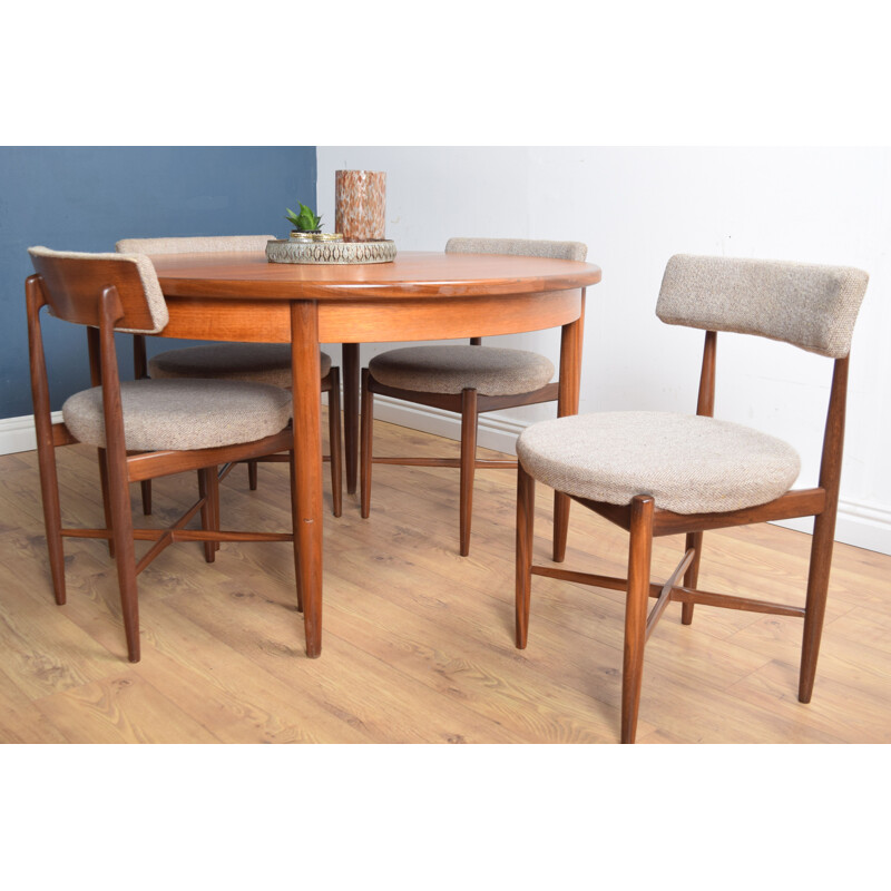 Vintage round table and 4 chairs in teak G Plan 1960