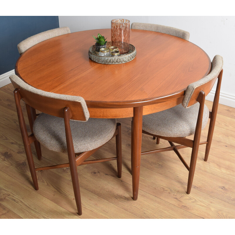 Vintage round table and 4 chairs in teak G Plan 1960