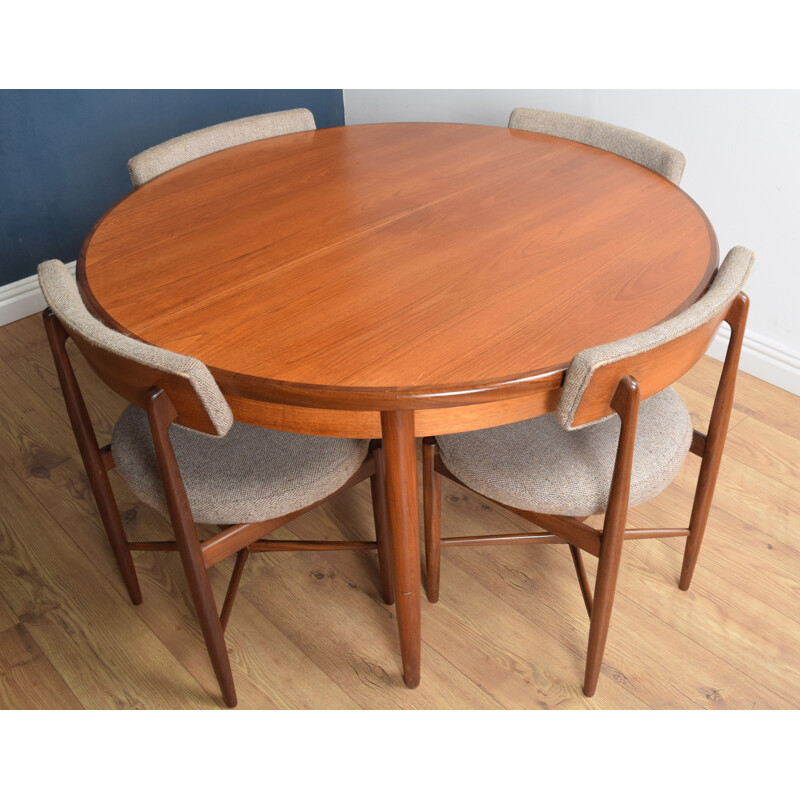 Vintage round table and 4 chairs in teak G Plan 1960