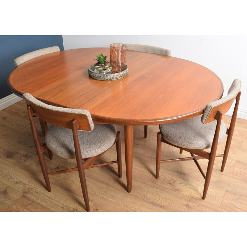 Vintage round table and 4 chairs in teak G Plan 1960