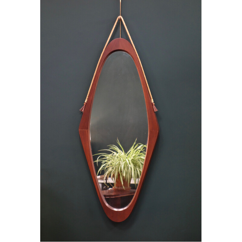 Vintage teak mirror, Italy 1960