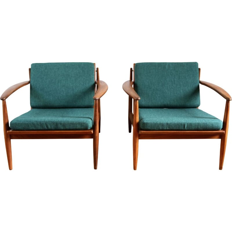 Pair of vintage teak armchairs Grete Jjalk, Scandinavia 1960