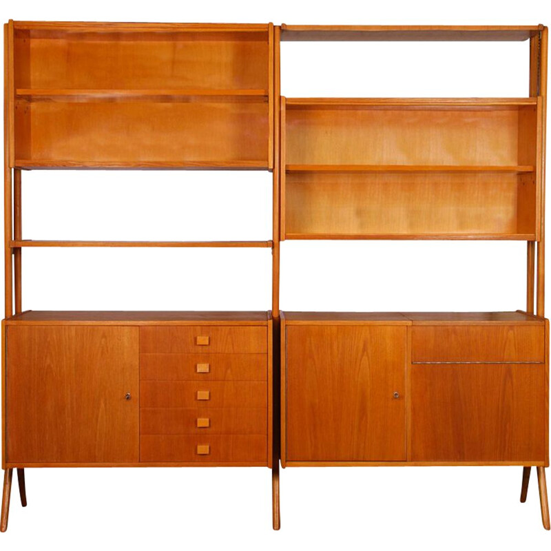 Vintage wooden bookcase by Frantisek Jirak for Tatra Nabytok, 1960