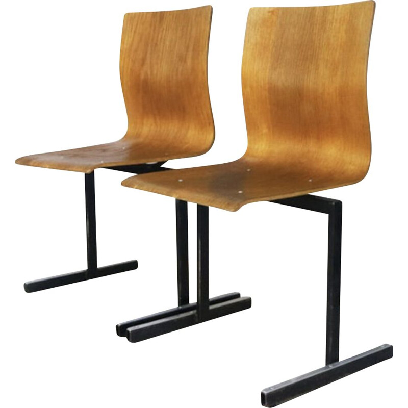 Vintage stacking chairs by Niels Larsen Moller, Danish 1970