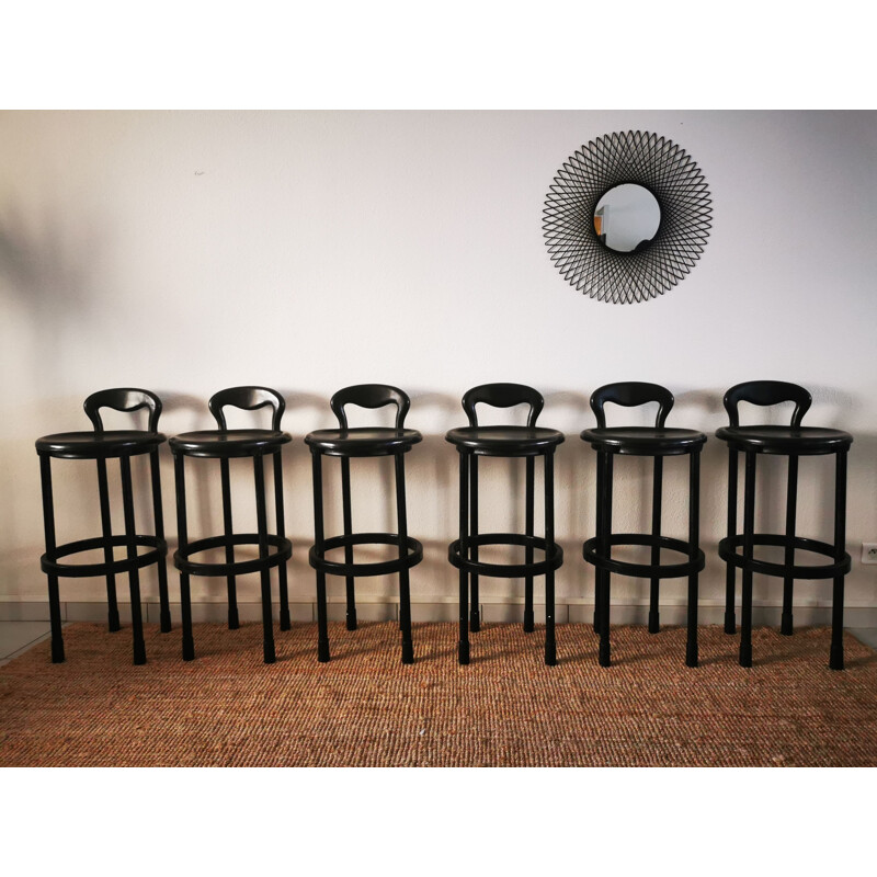Set of 6 vintage bar stools 1980