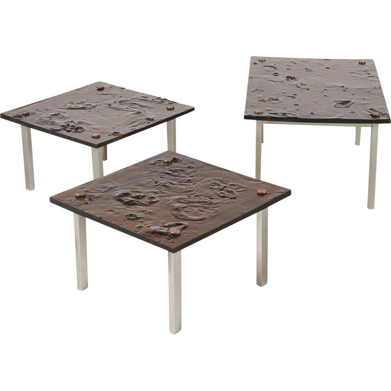 3 tables d'appoint vintage, France 1970