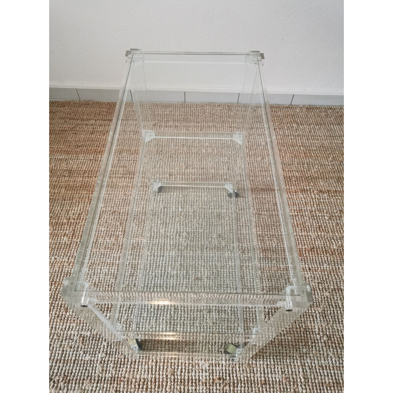 Desserte vintage en perspex et verre 1980