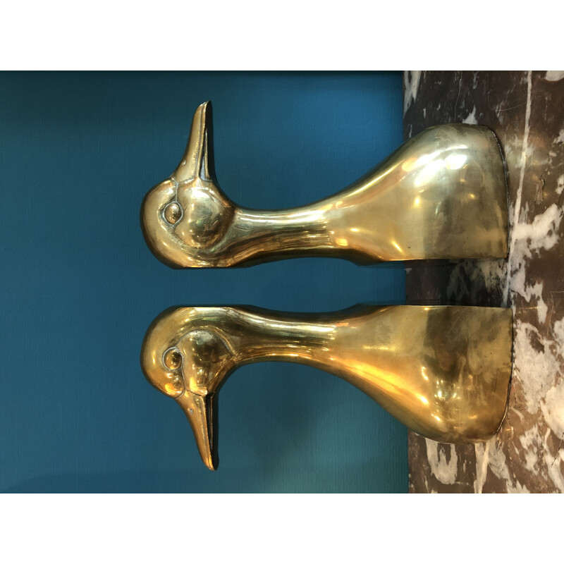 Vintage brass bookweight with duck head