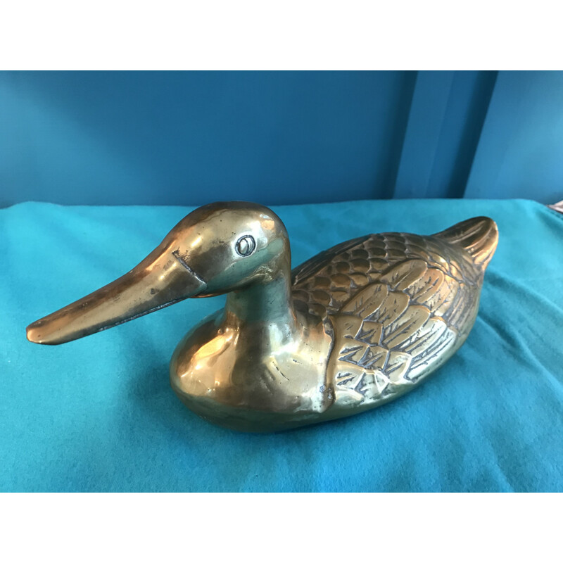 Vintage gold plated brass duck deco
