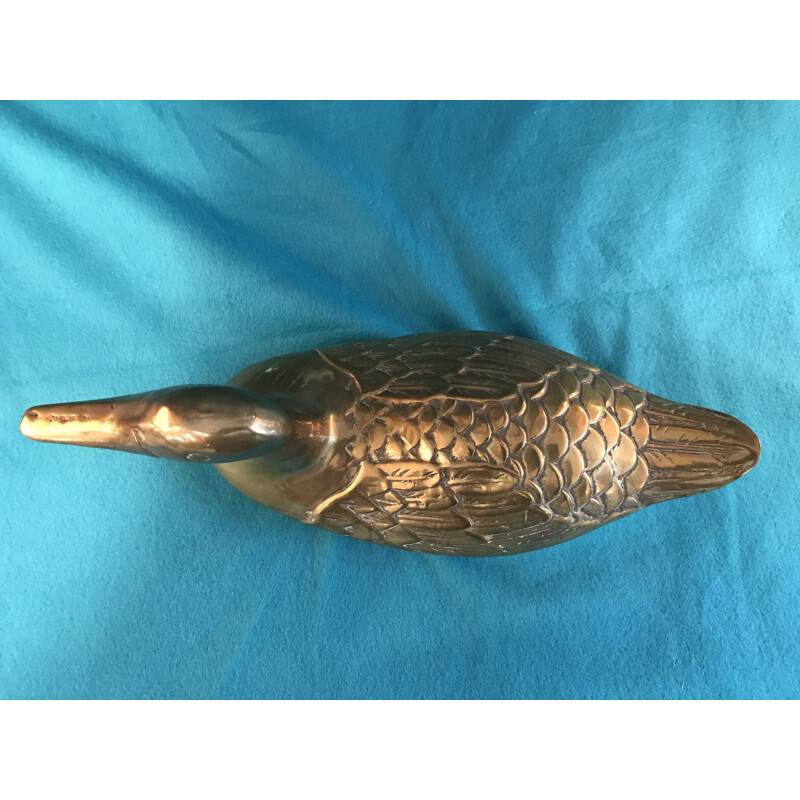 Vintage gold plated brass duck deco