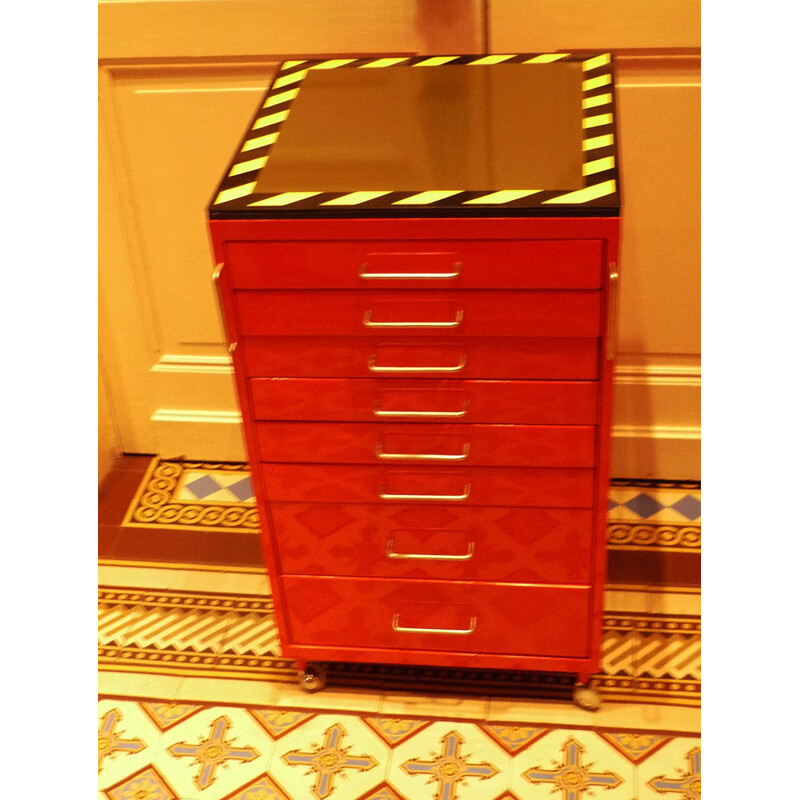 Vintage lacquered wood chest of drawers "dentist