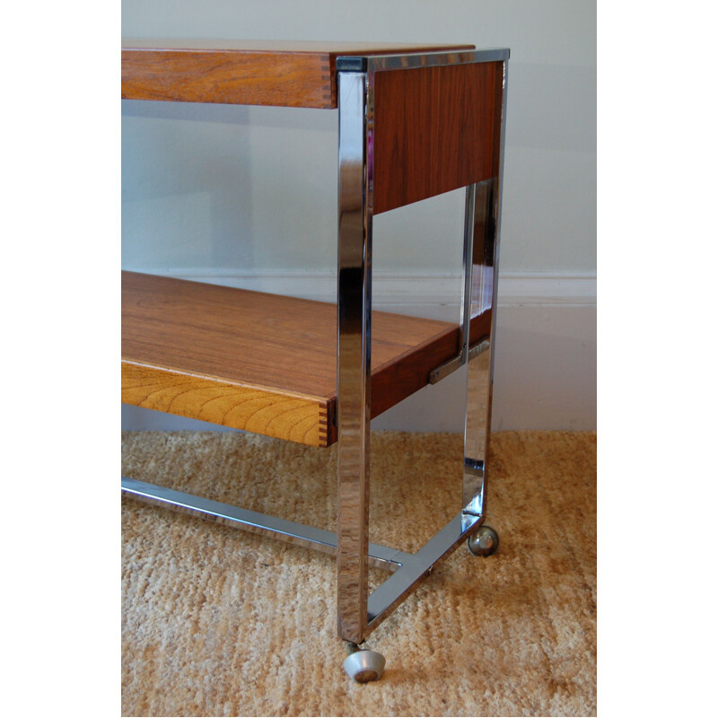 Vintage Teak Chrome metamorphic trolley table 1970