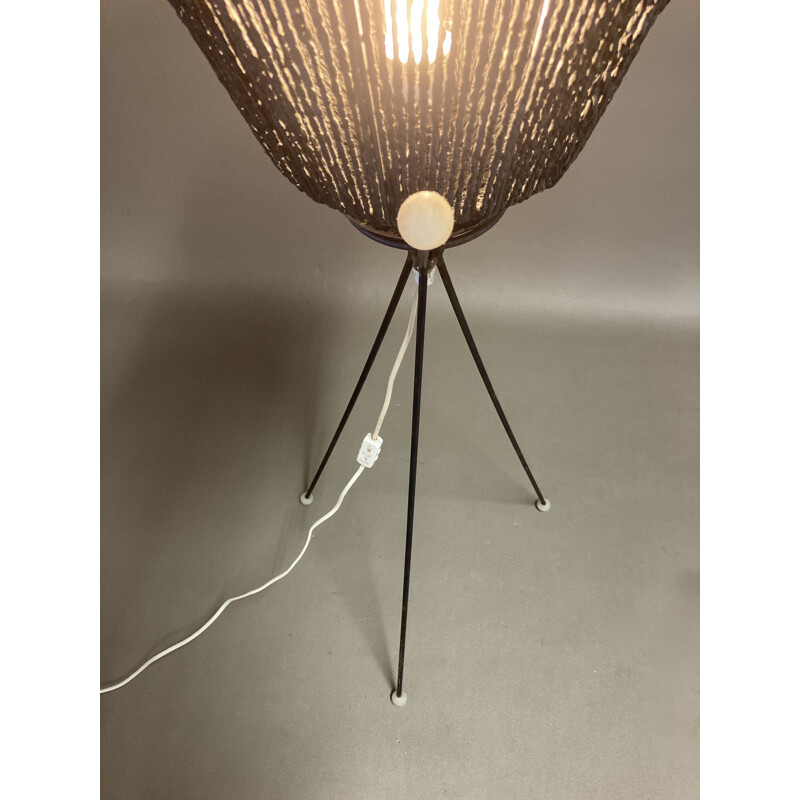 Lampadaire tripode vintage noir 1950