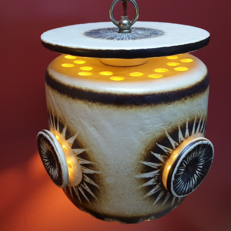 Vintage ceramic suspension lamp by Jette Helleroe by Axella, 1970