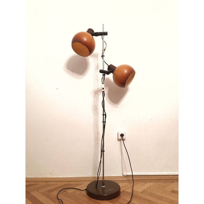 Lámpara de pie naranja vintage 1960