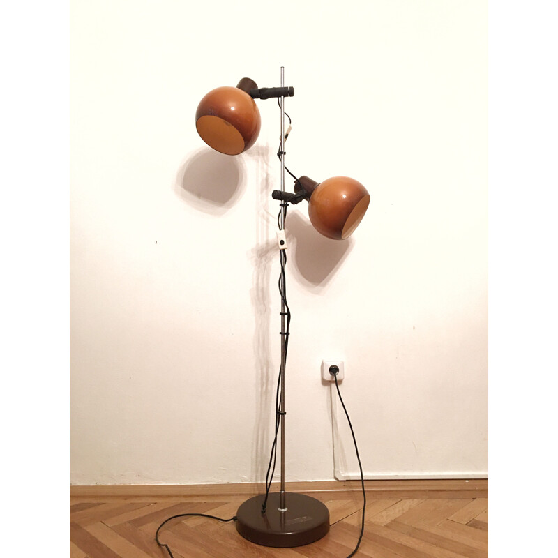 Lampada da terra vintage arancione 1960