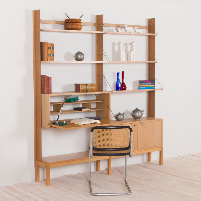 Vintage white oak shelf, Torbjorn Afdal for Bruksbo Scandinavian Tyristrand, Norway 1970