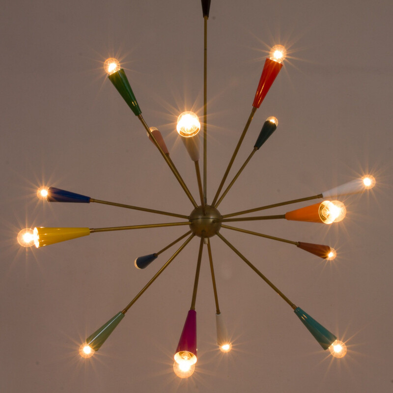 Colorful vintage chandelier from Sputnik, Italy 1950