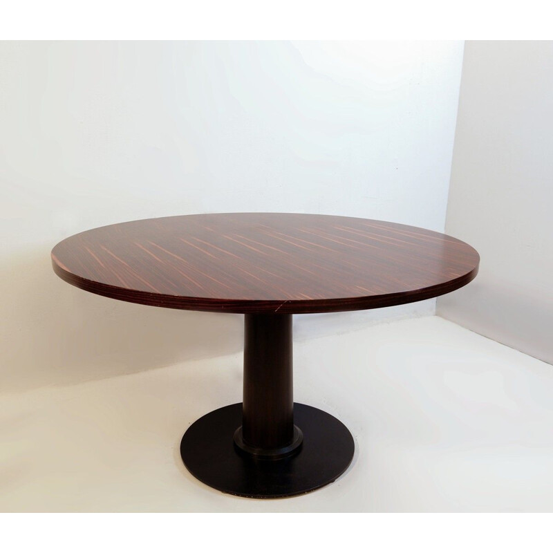 Vintage round macassar ebony dining table