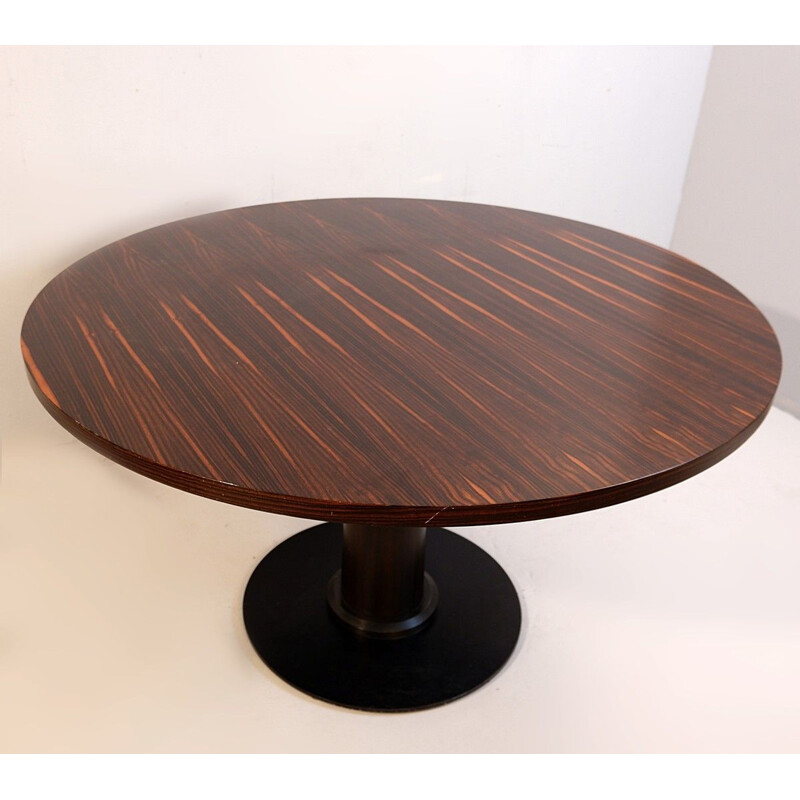 Vintage round macassar ebony dining table